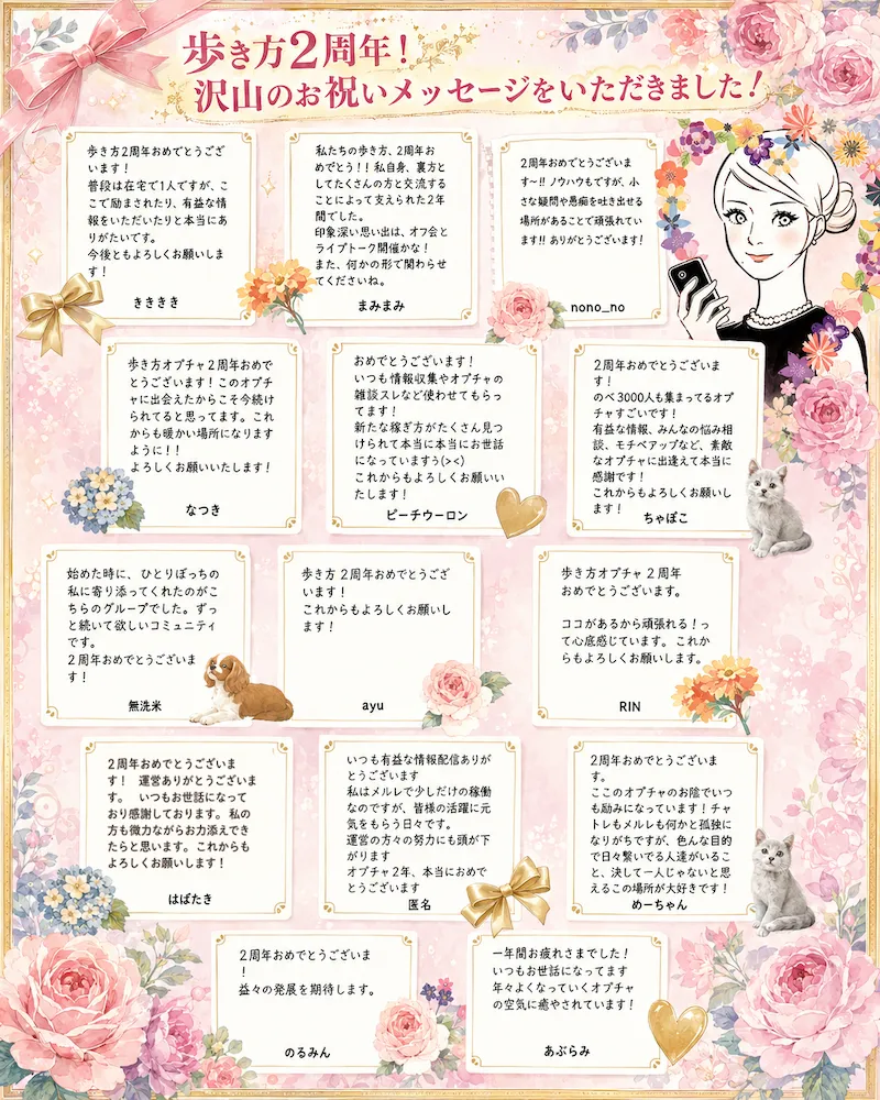 歩き方2周年記念の寄せ書き
